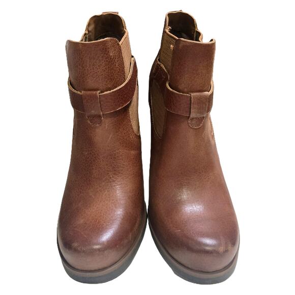 Korks by Kork-Ease Brown Leather Chunky Heel Adj Strap Ankle Booties size 7.5M - Picture 2 of 7